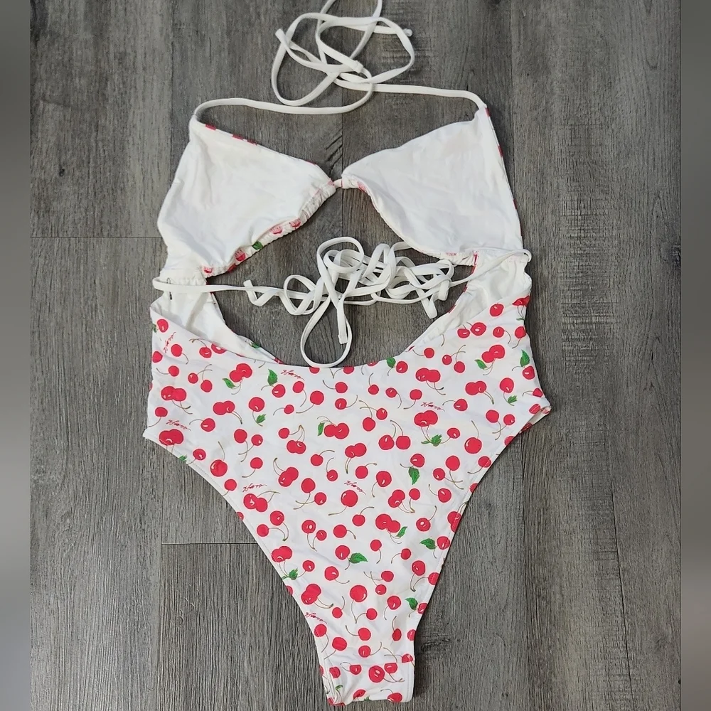 New!Frankie's Bikinis x Sydney Sweeney Gemma‎ Cherry-Print cut-out Swimsuit